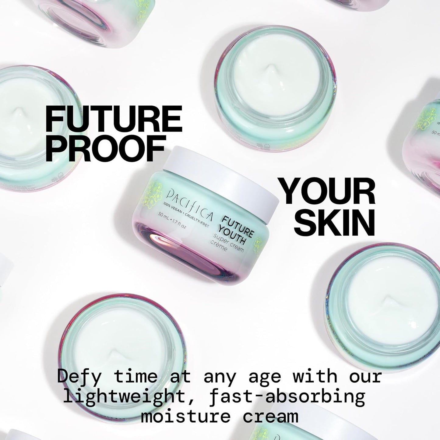 Pacifica Future Youth Super Cream – Daily Anti-Aging Moisturizer for All Skin Types, Lightweight Hydration with Advanced Peptides & Antioxidants, Improves Firmness & Elasticity, Vegan & Clean Beauty