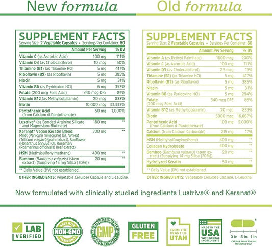 ZHOU Hairfluence, Hair Growth Supplement with Clinically Studied Lustriva and Keranat and Hair Vitamins Biotin 5000mcg, Vitamin D, A, C & B12, Non-GMO, Gluten Free, 120 VegCaps