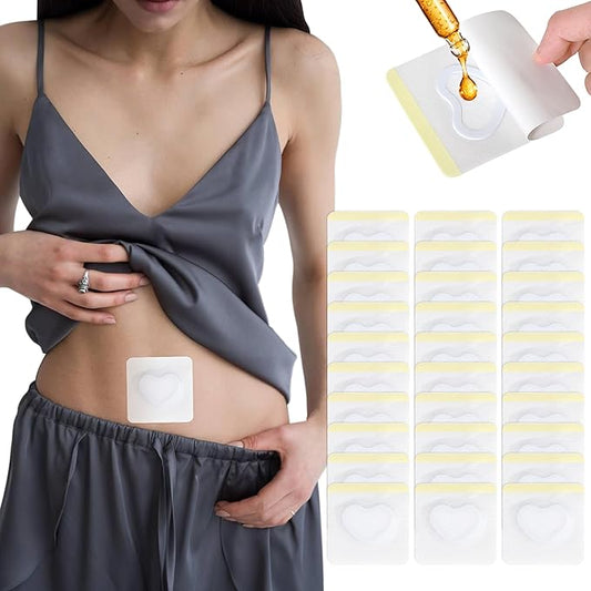 30Pcs Castor Oil Pack Wrap in Belly Button for Liver Detox, Highly Absorbent Self-Adhesive Castor Oil Wrap Organic Cotton, Anti-Seepage(Oil Not Included)
