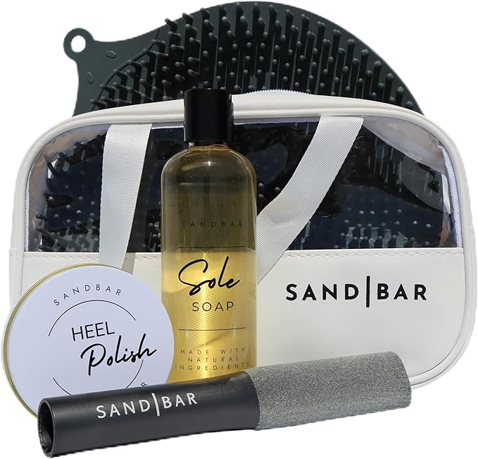 SandBar Heel Revival Regimen – Home Pedicure Kit for Dry, Cracked Feet with Foot File, Foot Scrubber Mat, Sole Soap & Heel Polish – Midnight Rendezvous Scent, Care Set for Women and Men