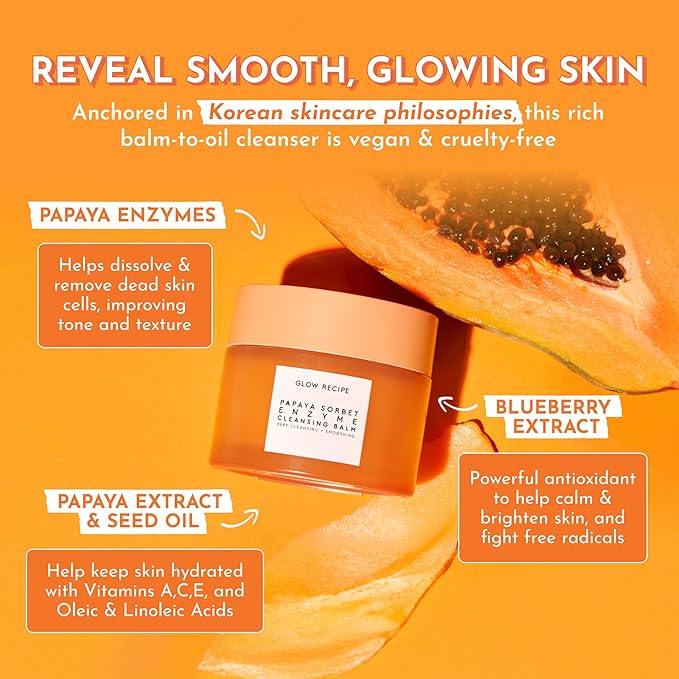 Glow Recipe Clarifying Double Cleanse Duo - Blueberry Gentle Cleanser (160ml) + Papaya Enzyme Cleansing Balm (100ml)