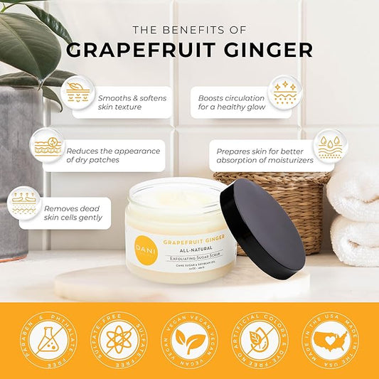 Naturals Sugar Scrub - Gently exfoliates with organic cane sugar, leaving skin soft and radiant. Infused with grapefruit and ginger, it deeply moisturizes. 14 oz
