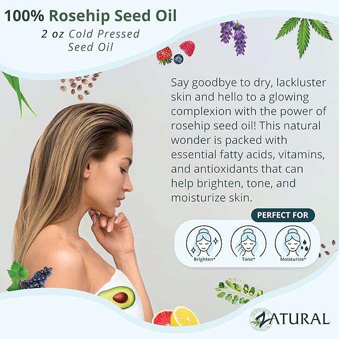 Zatural ROSA CANINA - Organic Rosehip Oil for Face, Nails, Hair and Skin - Cold Pressed Rose Hip Oil (Gallon)