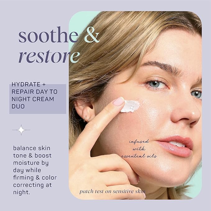 SpaLife Hydrating + Repairing Day to Night Cream Duo – Day & Night Cream Set – For Dry Skin, Fine Lines & Wrinkles, Firming, Color Correcting, Retinol & Hyaluronic Acid Moisturizers