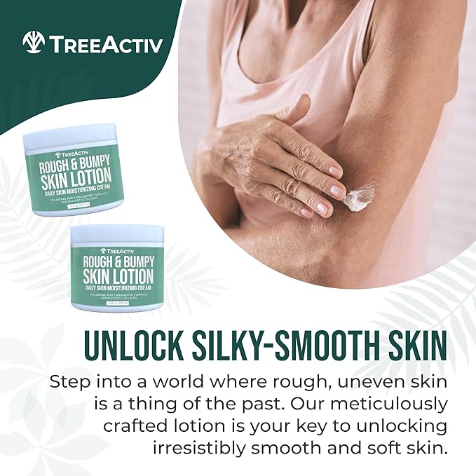 TreeActiv Rough and Bumpy Skin Lotion, 8 fl oz, With Hyaluronic Acid, Shea Butter and Vitamin E, Nourishing Lotion for Rough and Bumpy Skin, Moisturizing Strawberry Legs Treatment, For All Skin Types