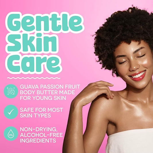 BeYoutiful Natural Body Butter for Dry Skin, Guava Passion Fruit, Cruelty Free Moisturizer for Kids & Teens, Coconut Oil & Shea Butter, 16 oz