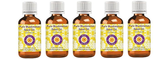 dève herbes Pure Muskmelon Seed Oil (Cucumis melo) Cold Pressed (Pack of Five) 100ml X 5 (16.9 oz)