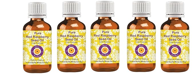 dève herbes Pure Red Raspberry Seed Oil (Rubus idaeus) Cold Pressed (Pack of Five) 100ml X 5 (16.9 oz)