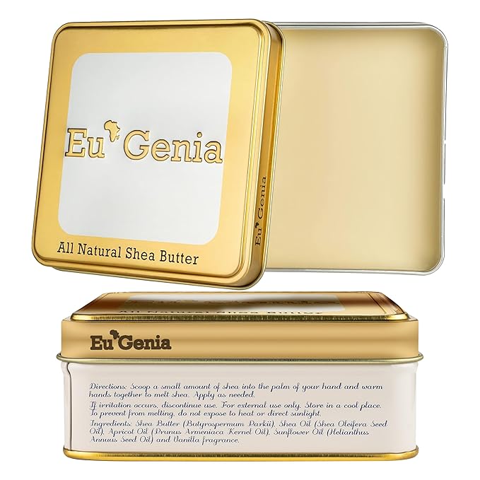 Eu'Genia Extra Strength Shea Butter Gift Set – Tins with Bag Gift Note & Tissue Paper – Intensive Moisturizing & Nourishing Shea Butter (2 Pack, Unscented)
