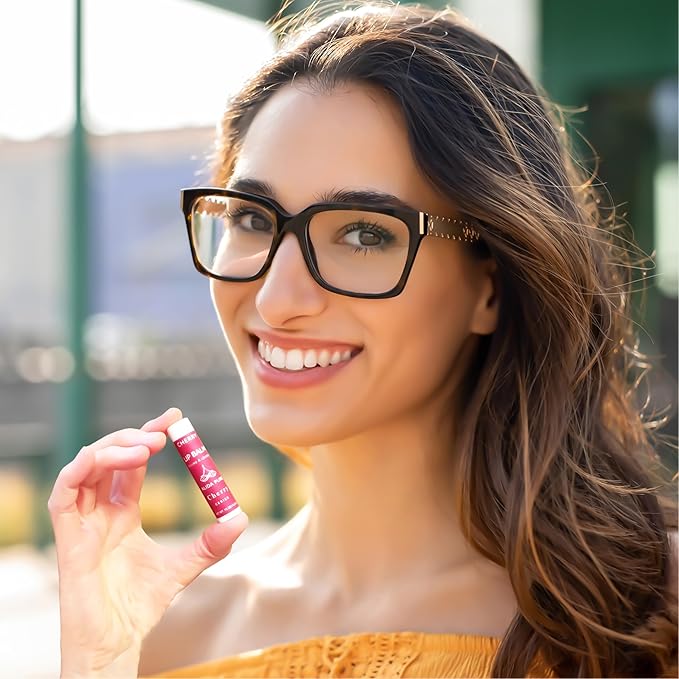 Cherry Lip Balm Collection, Vegan Lip Balm Set, Beeswax Free, with Avocado Oil, Organic Jojoba Oil, and Vitamin E, Natural Moisturizer for Dry, Chapped Lips, 3 Tube Set