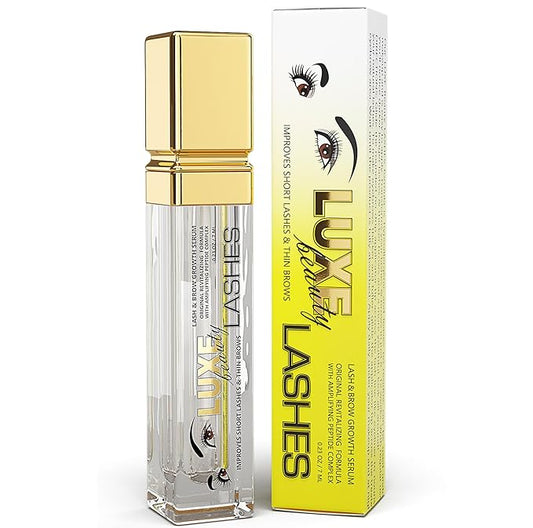 Luxe Beauty Lashes Eyelash Growth Serum - Longer, Fuller, Lush Lashes and Eyebrows - all Natural Lash and Thicker Eyelashes and Fuller Eyebrows - 0.23 ounce