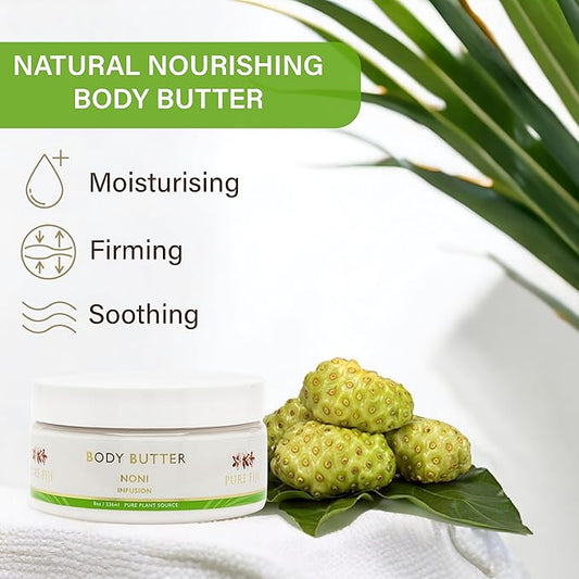 PURE FIJI Body Butter - Moisturizer Body Butter Cream - Face Cream and Body Lotion for Dry Skin with Natural Oils & Vitamin E, Body Butter For Women for Men,Noni, 8oz