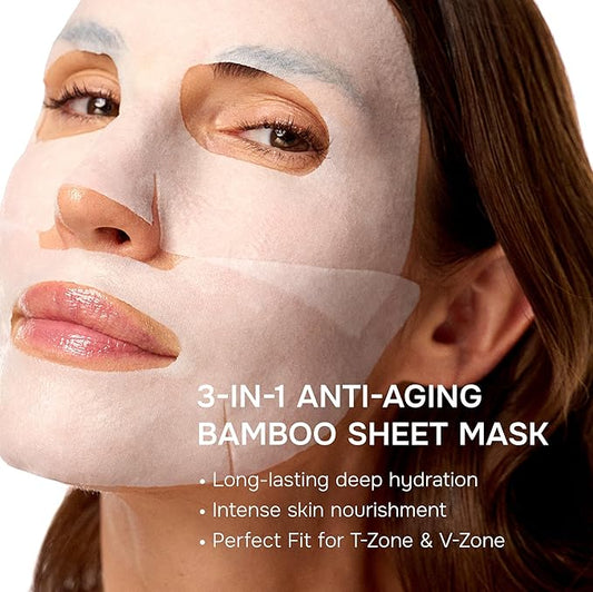 SimplyVital Collagen Face Mask with Retinol & Hyaluronic Acid - Bamboo Sheet Mask for Tightening & Lifting, Hydration & Elasticity, Anti-Aging Facial Lift Mask Skin Care, Mascarillas Faciales - 7 Pack