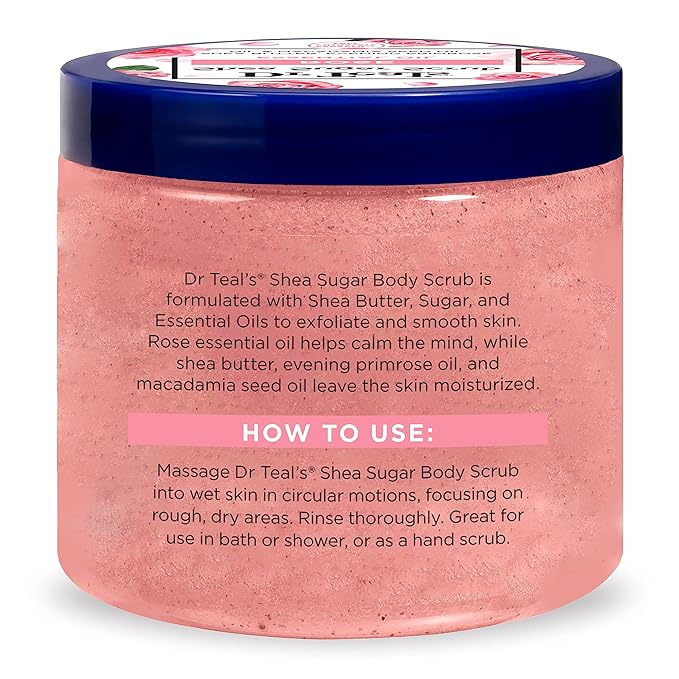 Dr Teal's Shea Sugar Scrub Trial Pack, Rose, Shea Butter, Citrus 19 oz (Pack of 3)