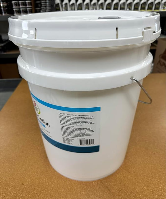 5 Gallon Arnica Massage Lotion, Hypoallergenic Formula for Muscle Relief, Unscented Deep Tissue for Physical Therapy, Natural, Recovery, Skin Hydrating, Moisturizing, Long Lasting