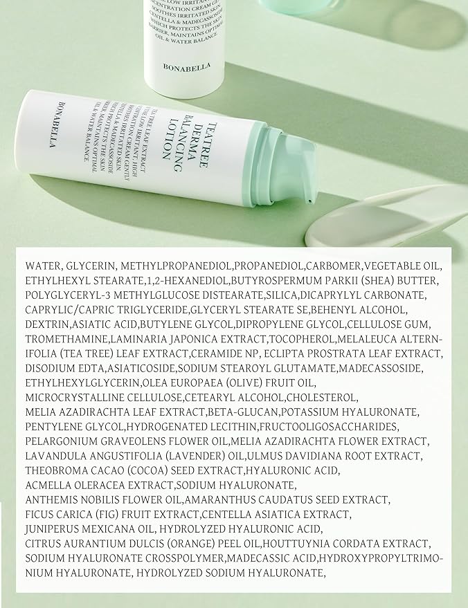 Tea Tree Derma Balancing Face Lotion | Daily Moisturizing Lotion Face Cream | Hydrating Face Moisturizer w/Cica & Hyaluronic Acid | Tea Tree Lotion for Extremely Dry Skin 1.79 fl oz