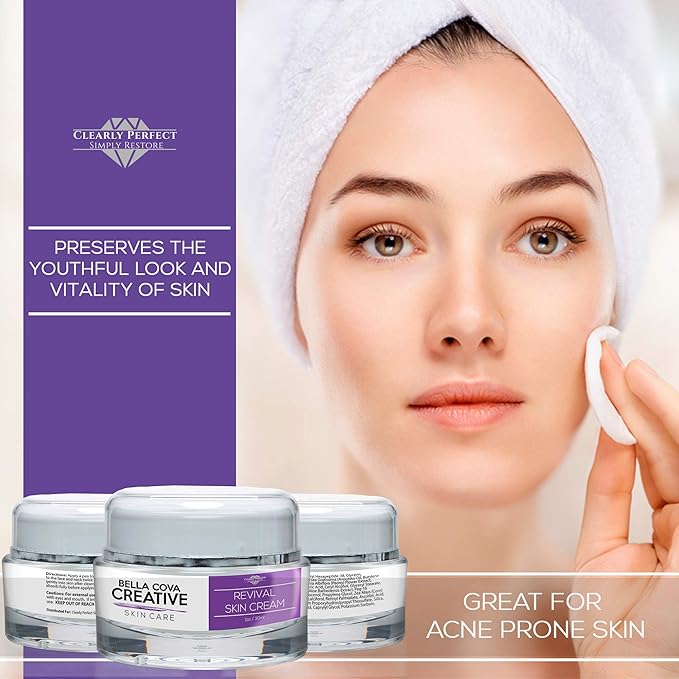 Bella Cova Creative Skin Care - Revival Skin Cream - Look Ageless with this Retinol Night Cream for Clearly Perfect Skin - Simply Restore Cream to Help Restore your Youthful Skin - Pure Night Cream