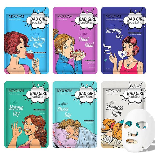 Face Masks Skincare Set for Girl,Moisturizing Collagen Facial Masks for Women Home Spa,Hyaluronic Acid Face Mask for All Skin Types,Day Night Facial Mask Hydrating,Deep Cleaning,Oil Contral(6Pack)