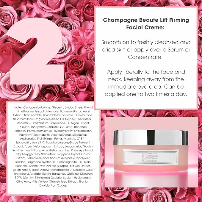 Consult Beaute - Champagne Beaute Lift Firming 2 Piece Set - Facial Moisture Cream and Skin Renewing Serum - Helps Tighten, Lift and Firm the Appearance of Sagging, Slack Skin on Face and Neck