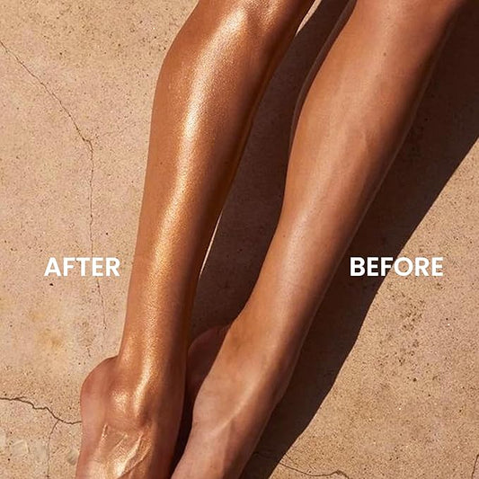 Body Shimmer Oil, Multi-Purpose Shimmer Radiance Body Oil, Rose Gold Body Glow Oil with Natural Ingredients & Mica Particles, Body Glitter Oil for Face, Body & Hair, Enhances Dark Tones & Tans