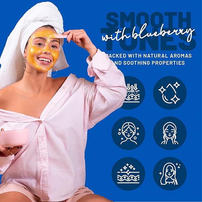 BRÜUN Jelly Mask Jar Blueberry Burst Peel-Off Face Care Rubber Mask - A 23 fl oz Skin Care Moisturizing Gel Mask Jar Spa Set for Men, Women and Adults on Formal Gatherings and Events