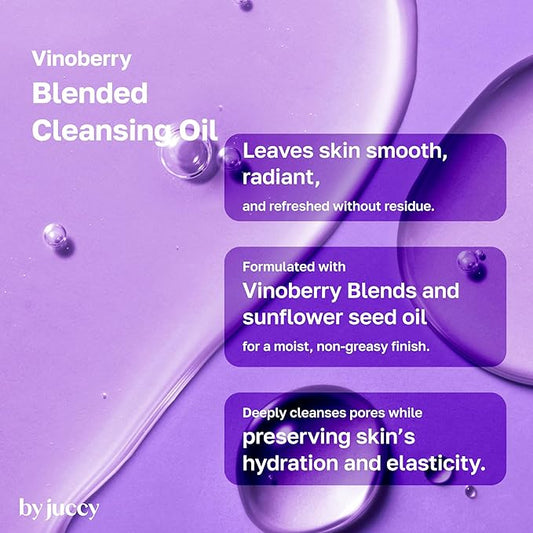 By Juccy Vinoberry Blended Cleansing OilㅣDeep Pore Cleansing, Makeup Remover for All Skin TypesㅣSunflower Seed & Grape Seed Oil, Vinoberry Blends| Korean cleansing oil, Korean Skincare 5.07 Fl oz