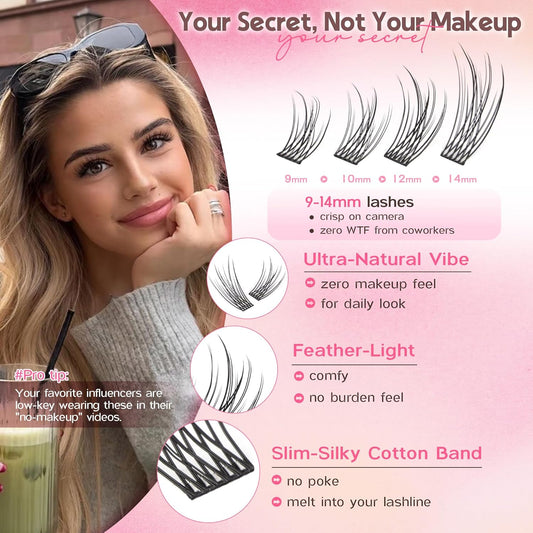 Lash Clusters Wispy 9-14mm Eyelash Clusters Natural DIY Cluster Eyelash Extensions Lash Individual 300pcs Short C Curve