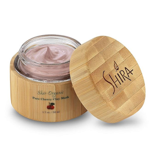 Shir-Organic Pure Cherry Clay Face Mask(50ml) Rich In Vitamin C Helps Clarify Heal and Prevent Blemishes Oil Control & Large Pore