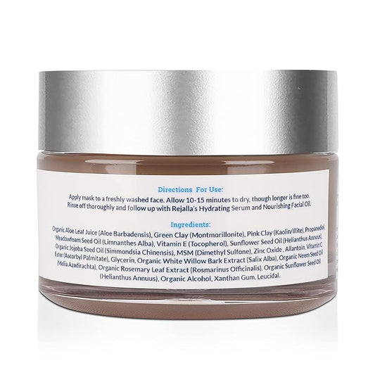 Tightening Face Mask Skin Care- Vit C, E, MSM, Pink and green clay, organic aloe juice, and Jojoba oil brightens, nourishes, firms and evens skin tone giving a natural glow. Made in USA