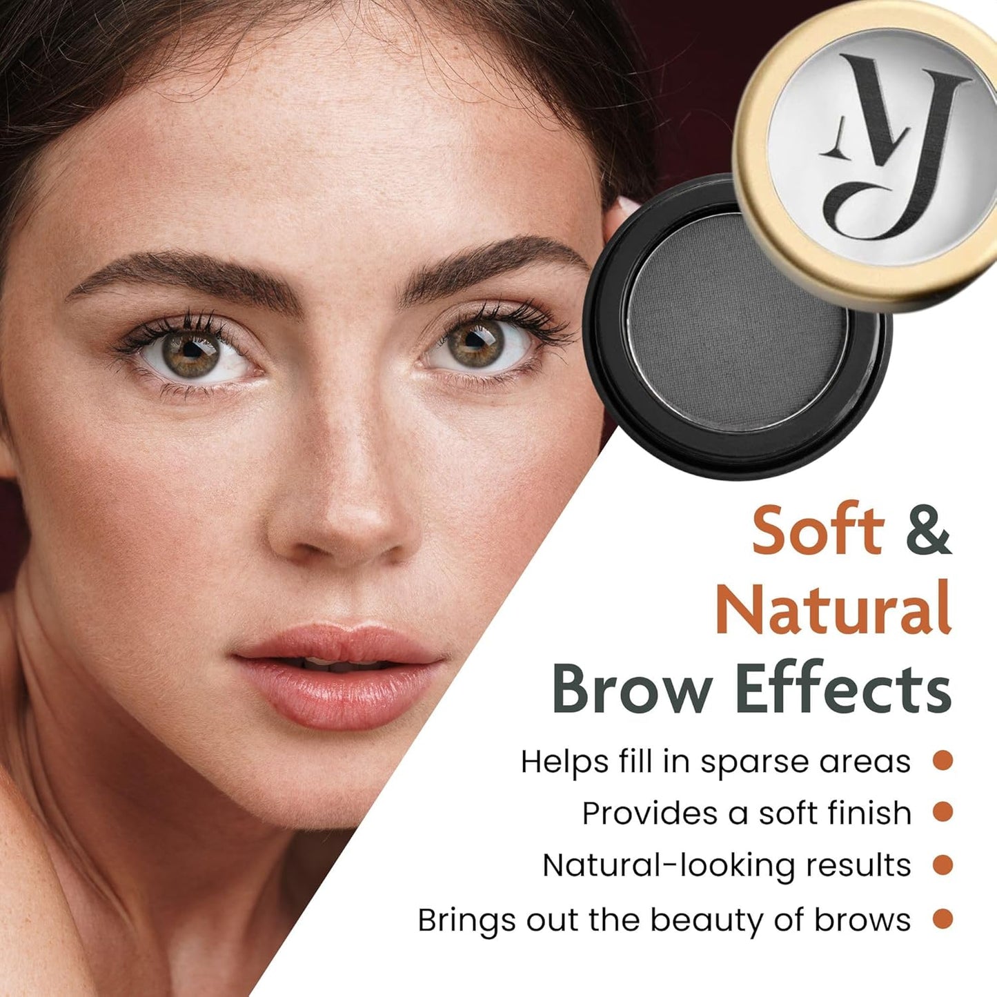 Marie-José Eyebrow Powder Soft Black - Ideal for those with Black Hair - Effortless All-Day Brow Beauty - Compact Size 0.10oz for Purse or Travel Size - Made in USA