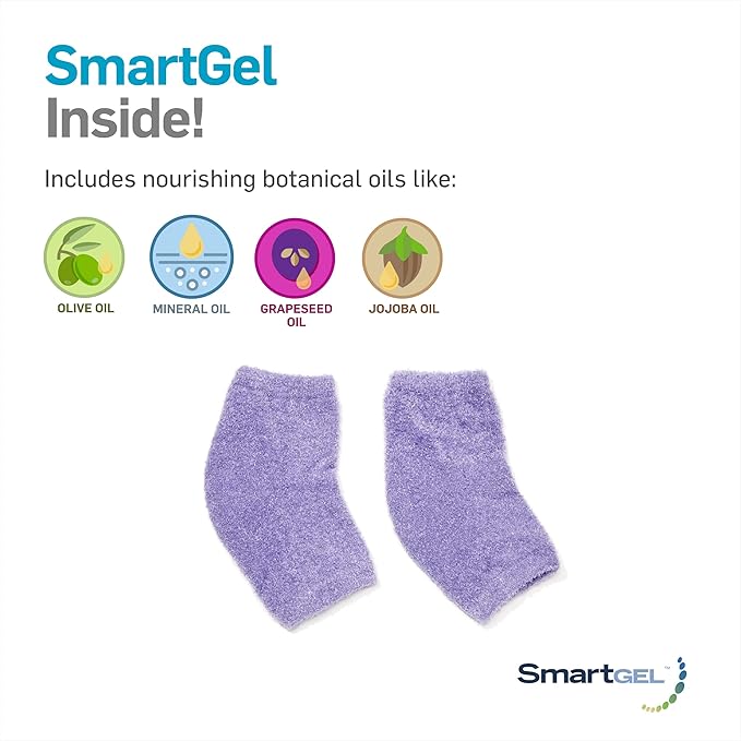 NatraCure Moisturizing Gel Heel Sleeves and Gloves - (for Dry Heels, Cracked Heels, Dry Hands and cuticles, Dry Skin) - Color: Lavender