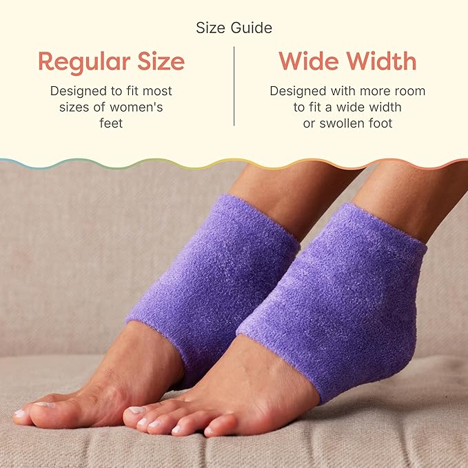 ZenToes Moisturizing Socks for Cracked Heel Treatment - Vitamin E, Olive Oil and Jojoba Oil Infused Heel Socks to Soften and Hydrate (Fuzzy Lilac Purple, Regular)