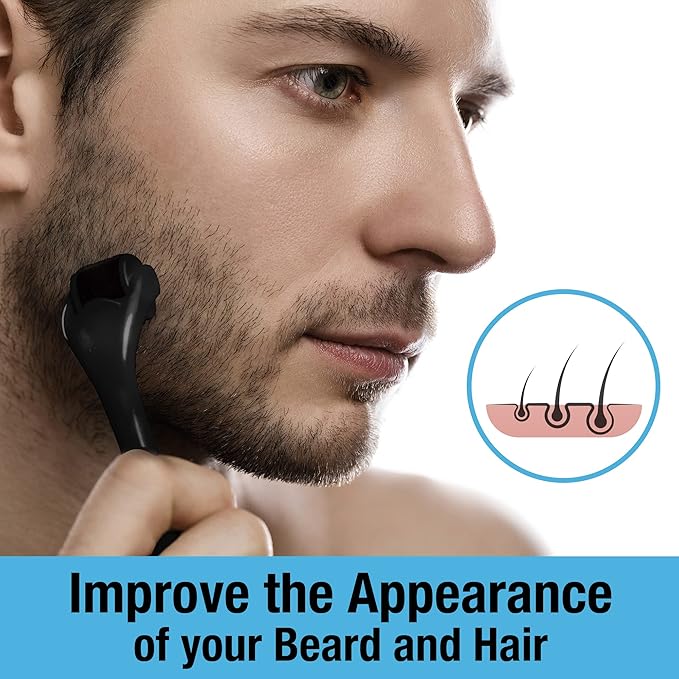 Titanium Derma Roller for Women and Men with Storage Case - For Face, Beard, Hair & Scalp Tool - 0.25mm Micro Needle Roller (1 Pack)