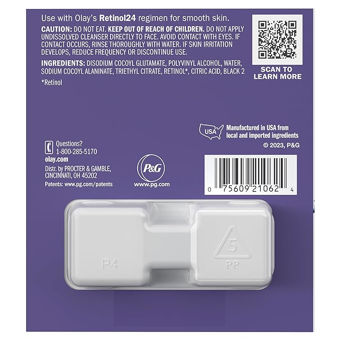 Olay Cleansing Melts + Retinol Face Cleanser, 12ct, Water-Activated Face Wash Cleans, Tones, and Refreshes Skin