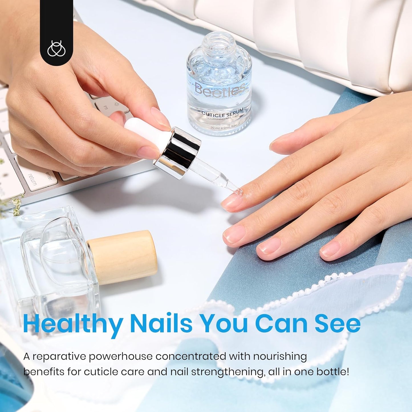 Beetles Cuticle Serum for Nail 20ml Nail Care Cuticle Repair Oil with Jojoba Oil & Vitamin E Nail Growth Remedy for Damaged Skin & Thin Nails Spa and Hand Manicure Essentials Gift For Women Girls