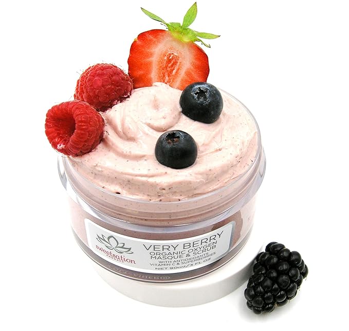Sweetsation Therapy/Yunasence, Very Berry Oxygen Exfoliating Mask & Scrub w/Vitamin C, Enzymes & Superberries. Rejuvenating, Hydrating, Purifying.