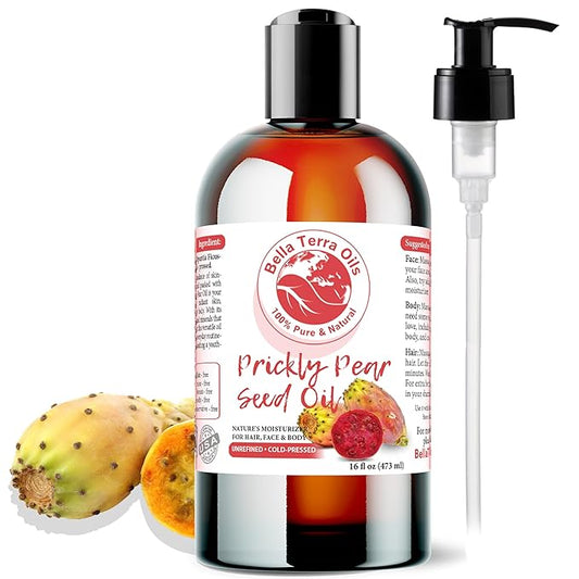 Bella Terra Oils - Prickly Pear Oil 16oz - Delve into the Cactus Oil Charm, Steeped in Calcium & Potassium, A Rare Gem for Timeless Beauty
