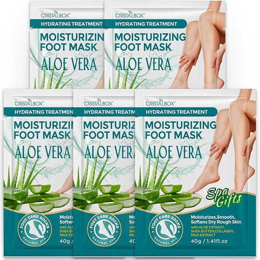 Moisturizing Foot Mask 5 Pack,Hydrating Foot Masks for Dry Cracked Feet,Moisturizing Socks Dry Skin Moisturizer for Soft and Smooth Touch Feet,Foot Care Spa Gifts for Women Men Mother's Day Gifts