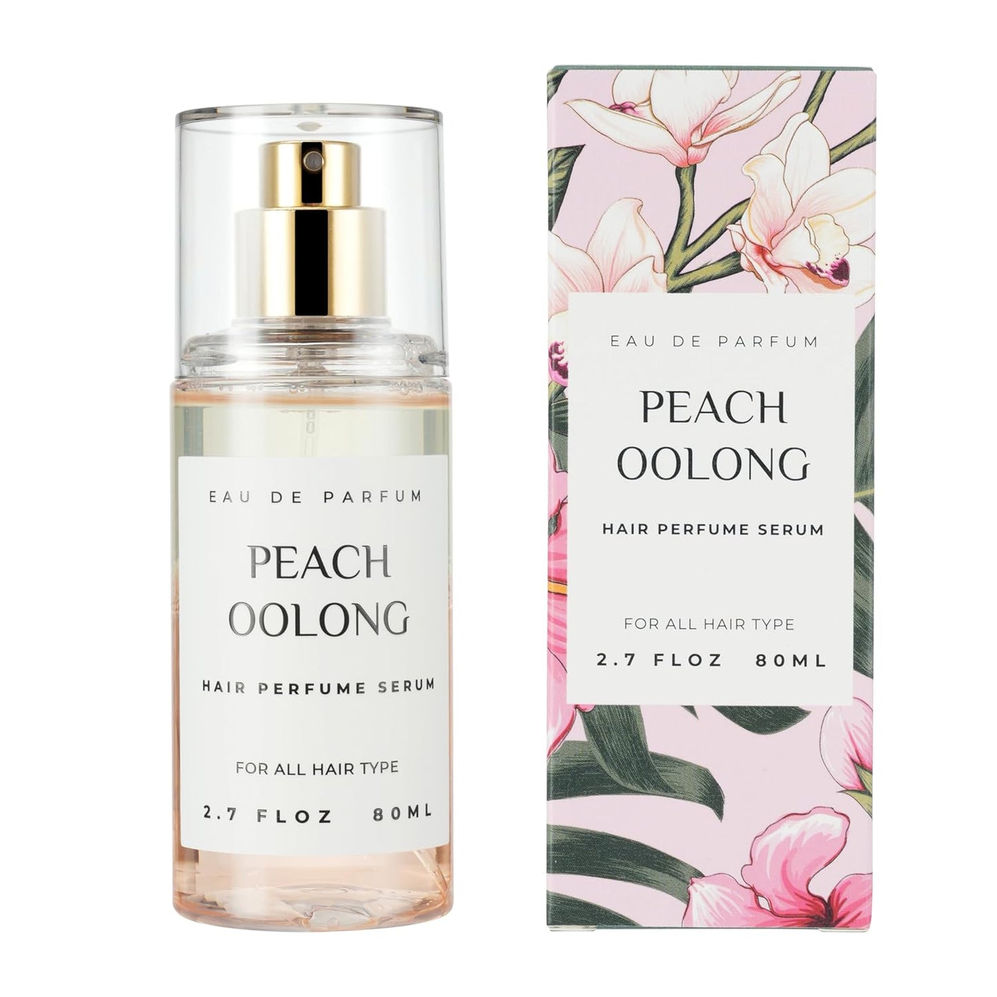 Hair Perfume for Women, Summer Lightweight Long Lasting Fragrance Mist - 3:7 Hydrating Serum Alcohol Free Formula, Argan Oil Scented Hair Spray with Keratin & Elastin (Peach Oolong) 2.7 fl oz