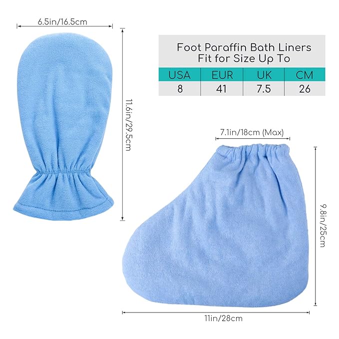 Paraffin Wax Mitts for Hand and Feet, Segbeauty Thick Paraffin Bath Mitts and Booties with Double Terry Clothes, Snug Elastic Opening Paraffin Wax Glove and Bootie for Thermal treat-ment, Wax Machine