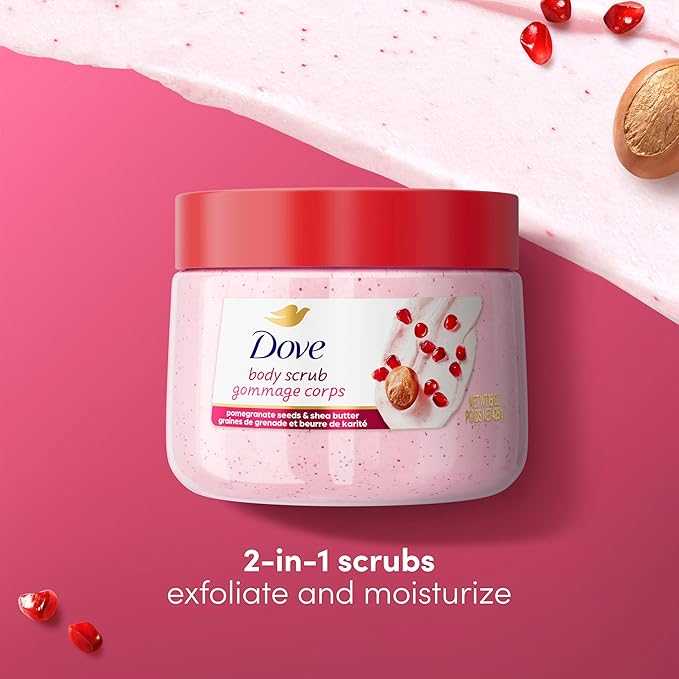 Dove Pomegranate& Shea Butter Body Scrub Exfoliates and Deeply Nourishes for Smooth, Radiant Skin 15oz