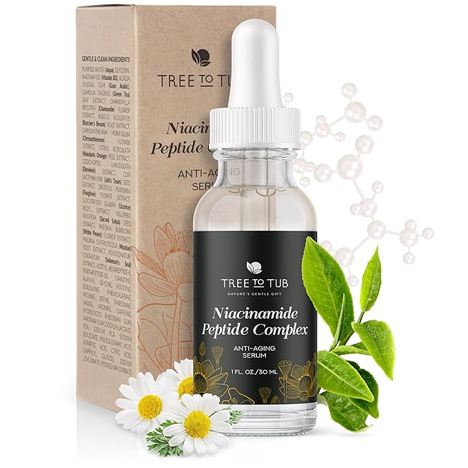 Tree To Tub Peptides & Niacinamide Serum For Face - Advanced Anti Aging Multi Peptide Complex Serum For Men And Women With Niacinamide, Collagen Peptides & Green Tea