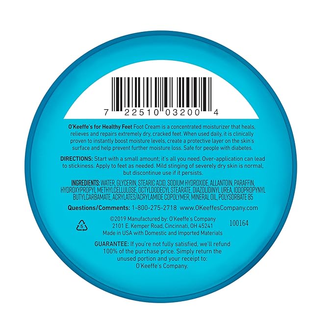 O'Keeffe's for Healthy Feet Foot Cream - 3.2 oz Jar (12 Pack) - Guaranteed Relief for Extremely Cracked, Dry Feet, Repairing Skincare, Instantly Boosts and Retains Moisture Levels