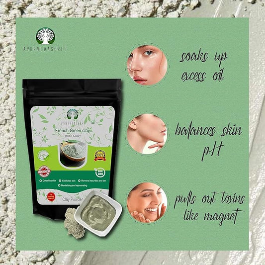 French Green Clay Powder 50 Gm | 100% Pure Montmorillonite Clay | Absorbs Excess Oil | Highly Recommended For Oily Skin | Deep Facial Cleanser