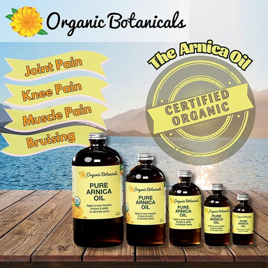 Arnica Oil - Pure Organic Muscle Discomfort Bottle - Organic Arnica Oil for Bruising and Swelling, Arnica Montana Oil for Muscle and Joint Discomfort, Arnica Massage Oil (32 oz)