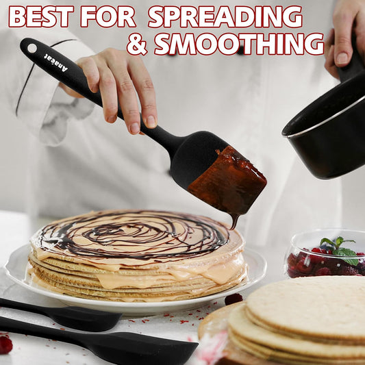 Anaeat Silicone Spatula Set of 5 - Seamless One-Pieces Design, Non-Stick Rubber Spatulas Kitchen Scraper Flexible for Easy Baking, Cooking, Scraping & Mixing, Heat Resistant & Dishwasher Safe