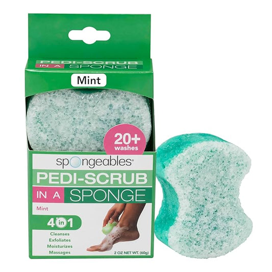Spongables Pedi Scrub Foot Exfoliating 20+ Wash Sponge, Mint, 1 Count