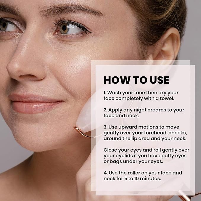 ROSELYNBOUTIQUE Gua Sha Facial Tools & Face Roller for Wrinkless Natural Skincare Tool Jade Roller Guasha Tool for Face Facial Massager (Rose Quartz - Pink)