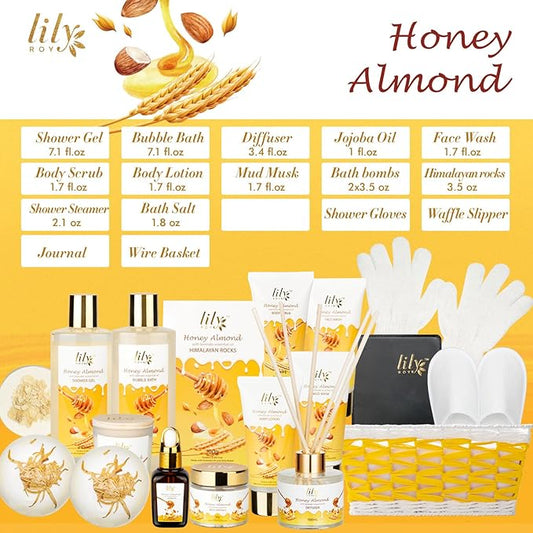 Mothers Day Gifts for Mom - 18-Piece Luxury Bath & Body Gift Basket Set for Women, Spa Gift Basket Self Care & Pampering Gifts for Her | Christmas, Birthday Gifts, All Occasion Present with Bath Bomb