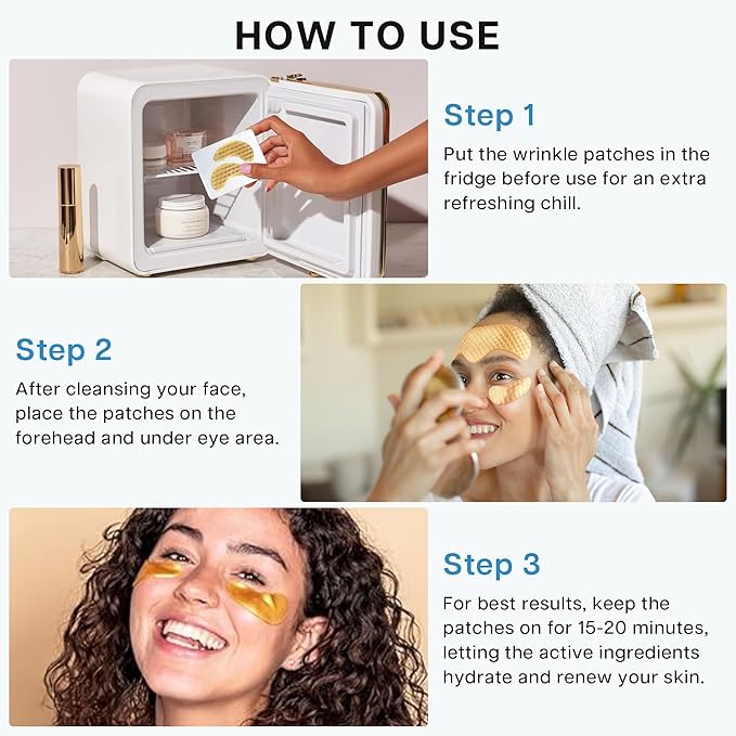 Under Eye and Forehead Wrinkle Patches Duo, Collagen Hyaluronic Acid and Camellia Extract Facial Patches for Forehead Lines, Puffy Eyes, Dark Circles Bags and Revitalization